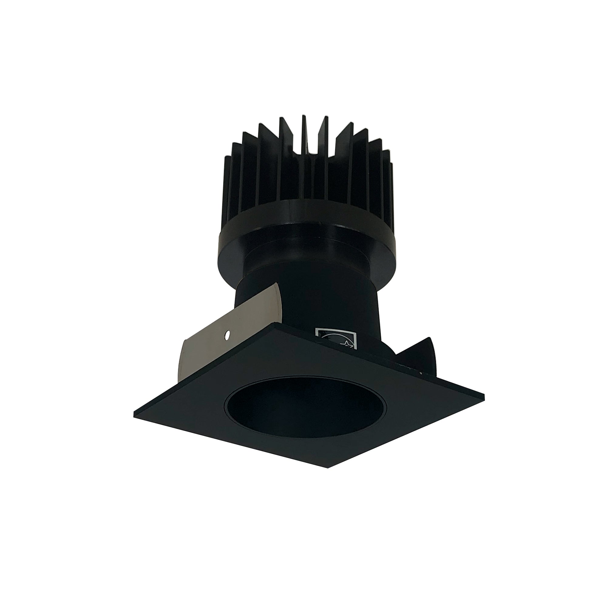Nora Lighting NIOB-2SNDC50XBB/HL - Recessed - 2 Inch Iolite LED Square Reflector with Round Aperture, 1500lm/2000lm/2500lm (varies by housing), 5000K, Black Reflector / Black Flange