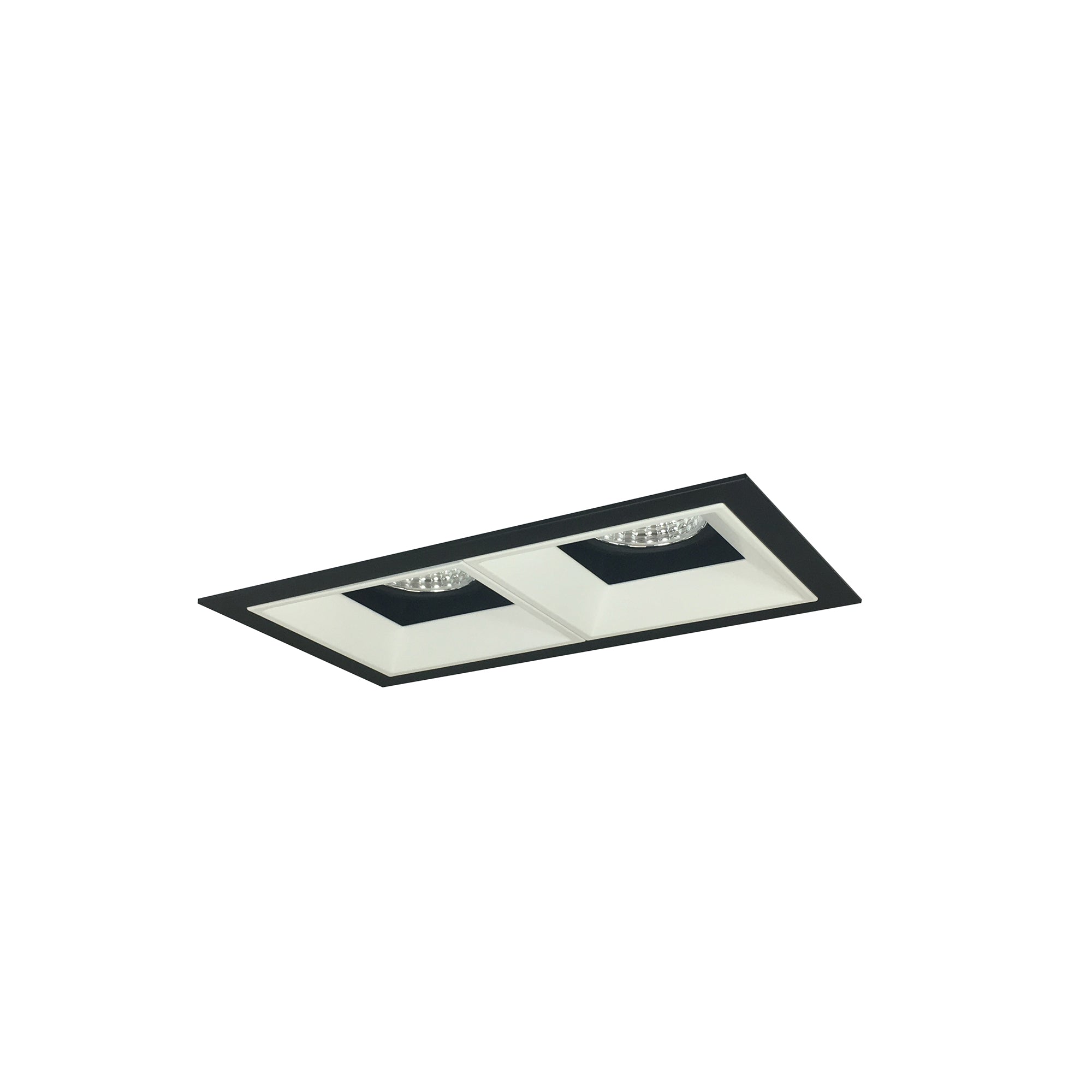Nora Lighting NMIOT-12-B-FF-30X-10-BMPW - Recessed - Iolite MLS 2-Head Trim Kit, Black Flange, 3000K, 1000lm, Black/MPW Fixed Downlt. Trims