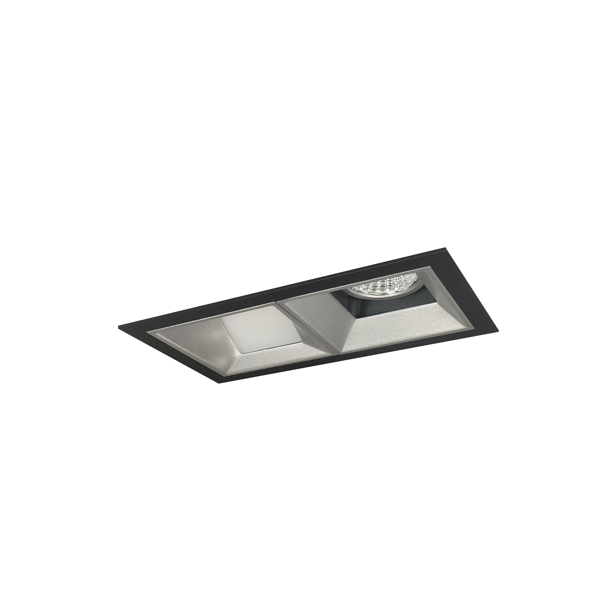 Nora Lighting NMIOT-12-B-FW-CDX-10-HZ - Recessed - Iolite MLS 2-Head Trim Kit, Black Flange, Comfort Dim, 800lm, Haze Fixed Downlt./Wall Wash Trims