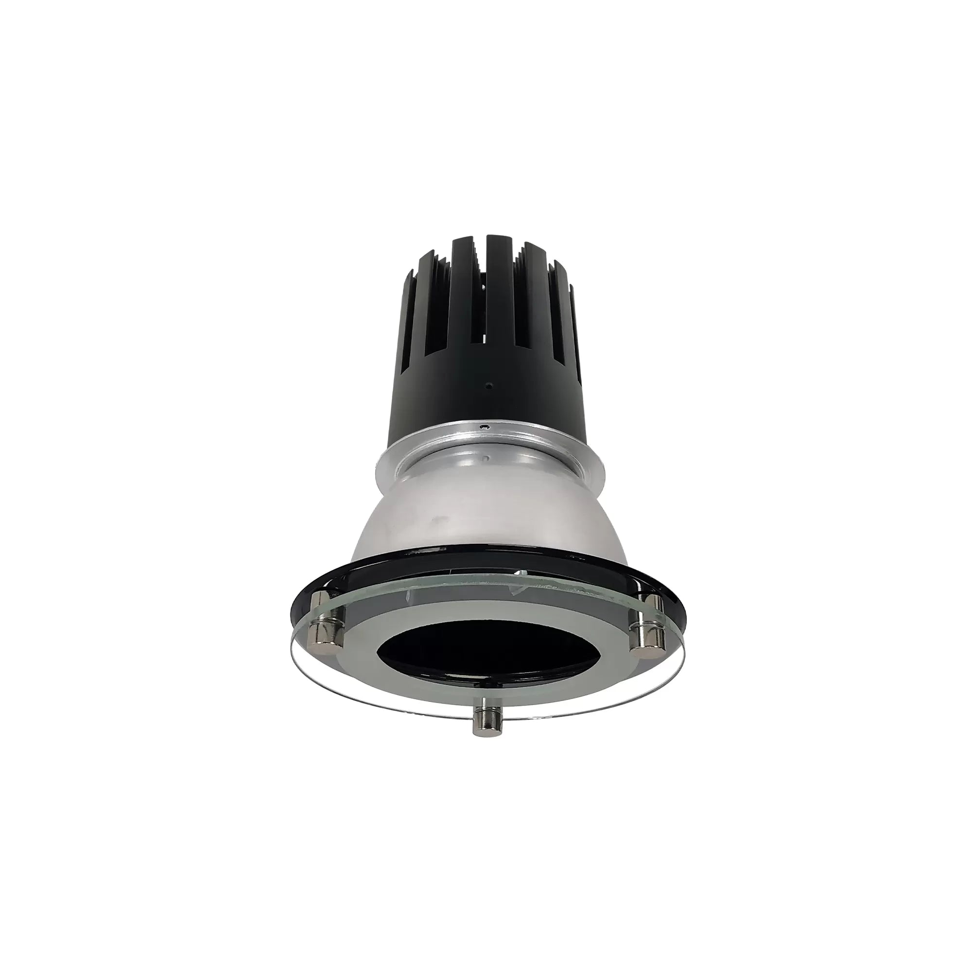 Nora Lighting NC3-48L335FBB 4" Sapphire III COB, 2500lm / 26W, 3500K, Flood, Open Reflector for Decorative Glass - Black Reflector, Black Flange