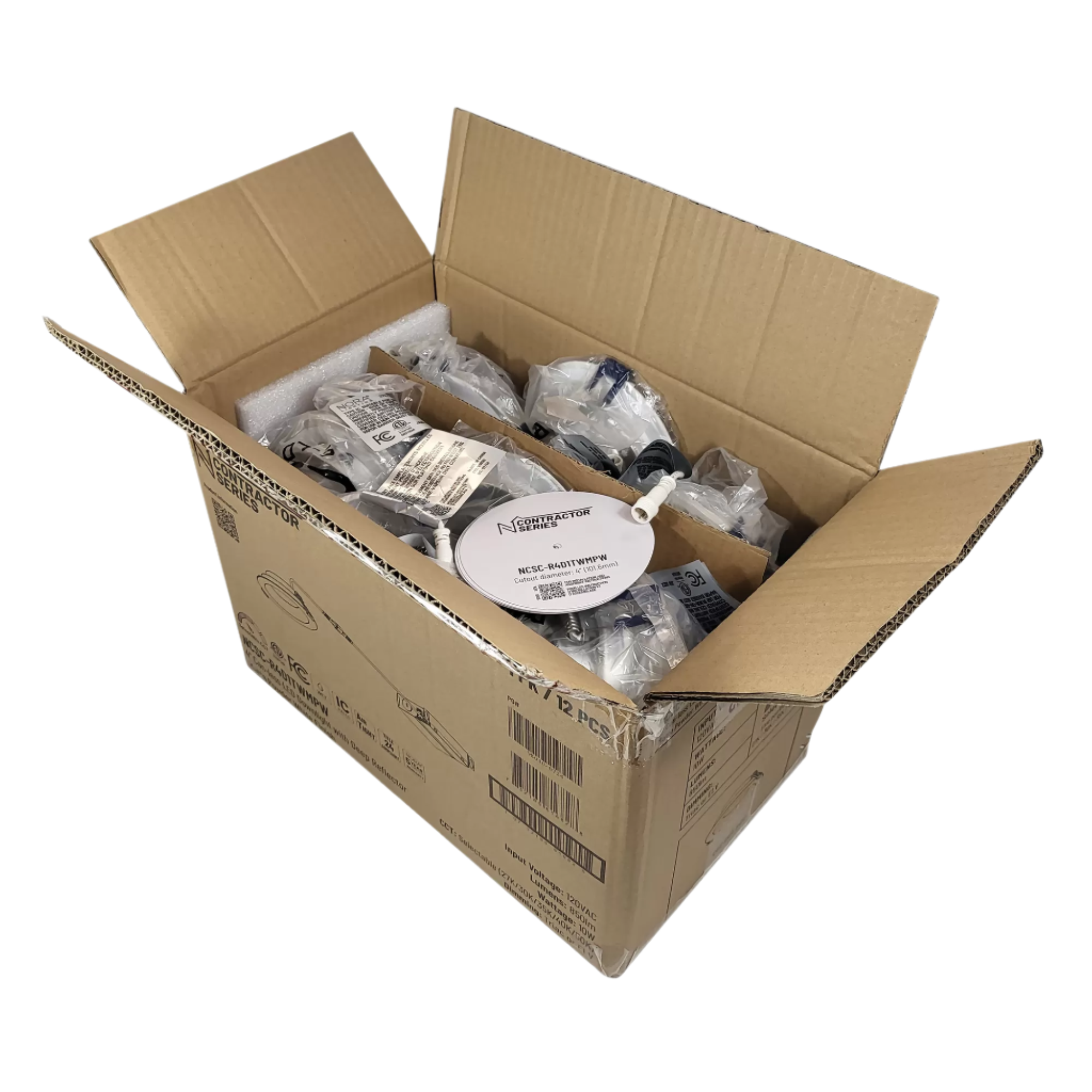 Nora Lighting NCSR-R41TWMPW 4 Inch Contractor Series LED Retrofit Reflector with Selectable CCT, Matte Powder White (12-Pack)