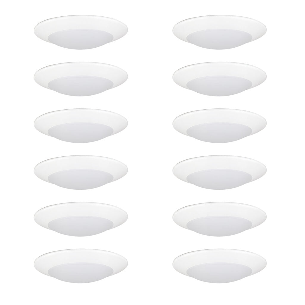 Nora Lighting NCSD-R6TWMPW 6 Contractor Series LED Flush Mount Disk Light, Selectable CCT, Matte Powder White (12-Pack)