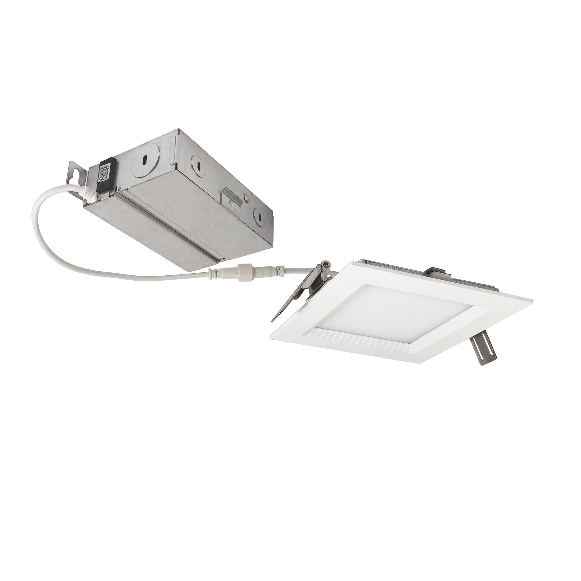 Nora Lighting NEFLINTW-S4MPW - Recessed - 4 Inch E-Series FLIN Square LED Downlight Selectable 5CCT, Matte Powder White Finish, 120V Triac/ELV
