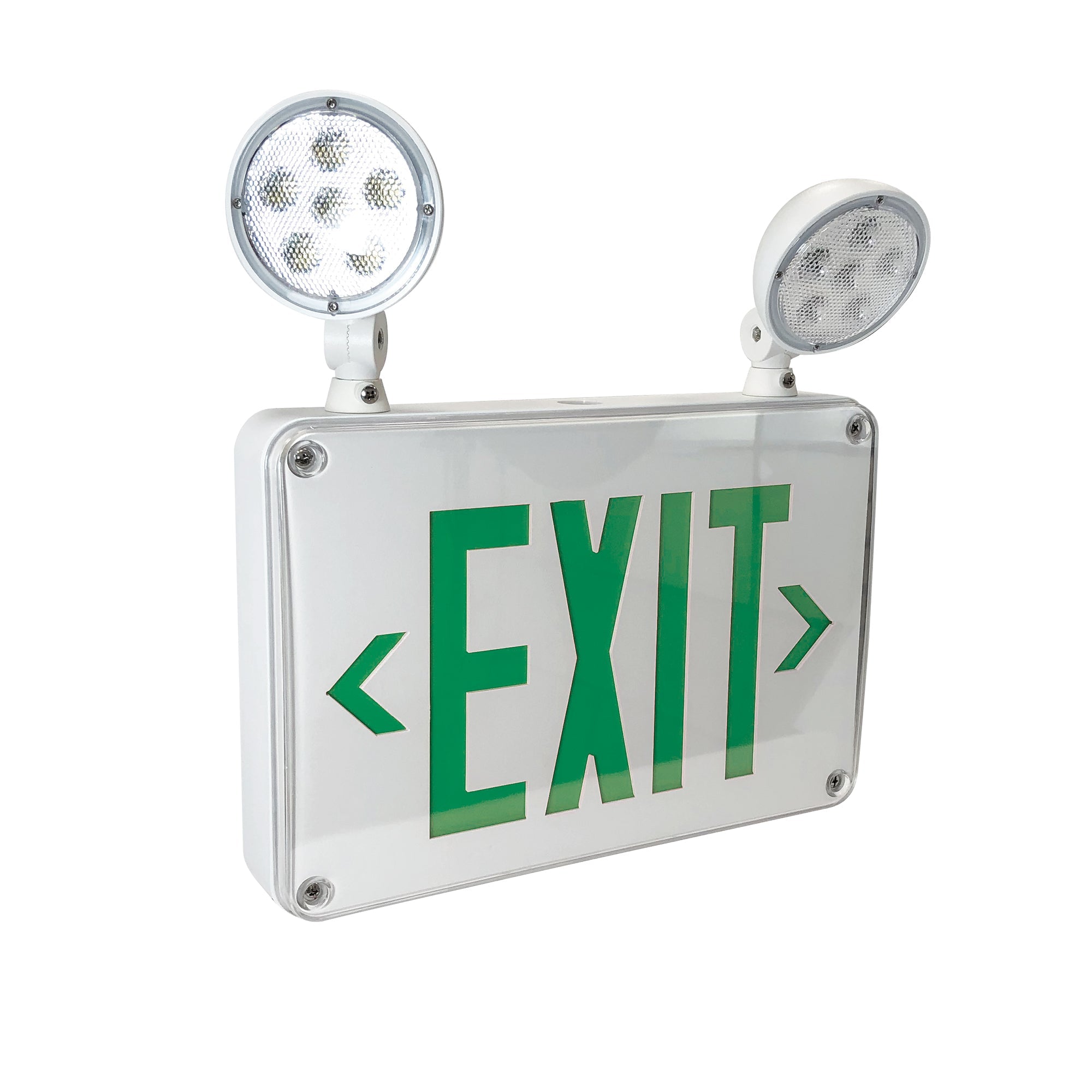Nora Lighting NEX-720-LED/G - Exit / Emergency - LED Self-Diagnostic Wet Location Exit & Emergency Sign w/ Battery Backup & Remote Capability, White Housing w/ Green Letters