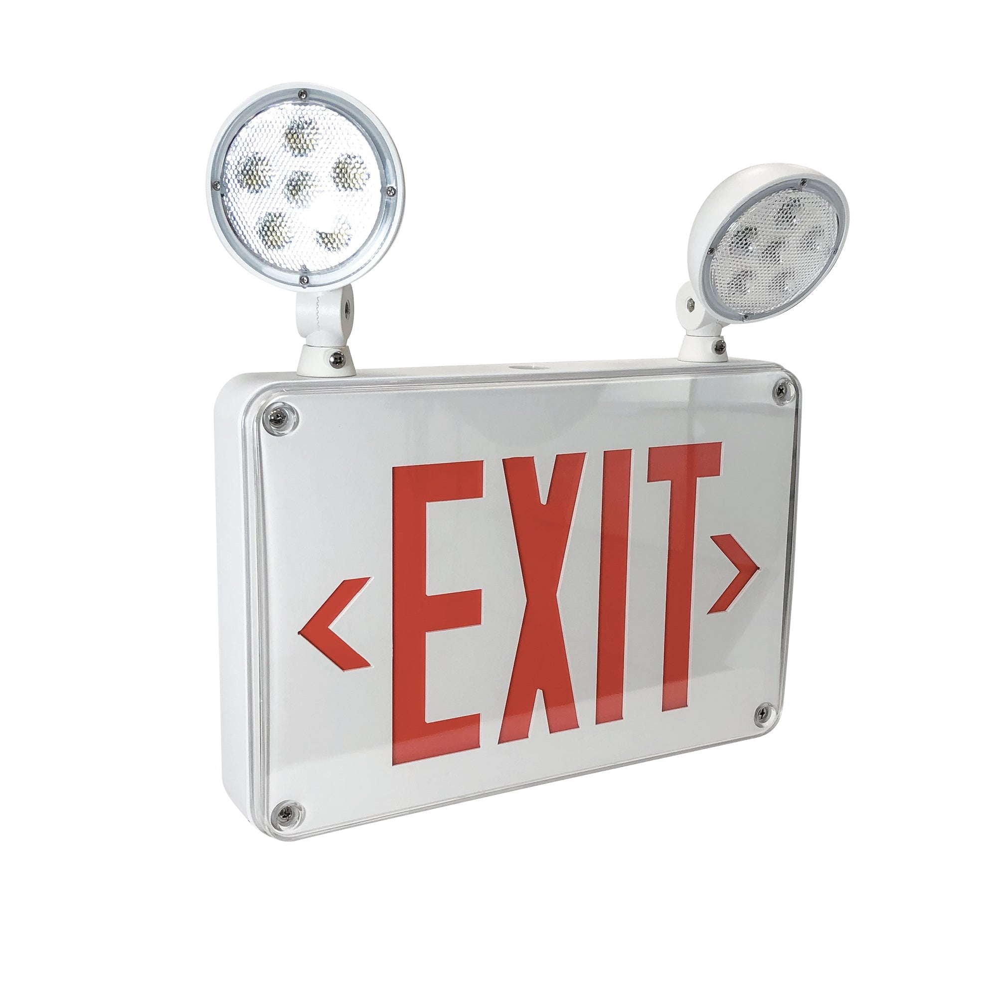 Nora Lighting NEX-720-LED/R - Exit / Emergency - LED Self-Diagnostic Wet Location Exit & Emergency Sign w/ Battery Backup & Remote Capability, White Housing w/ Red Letters