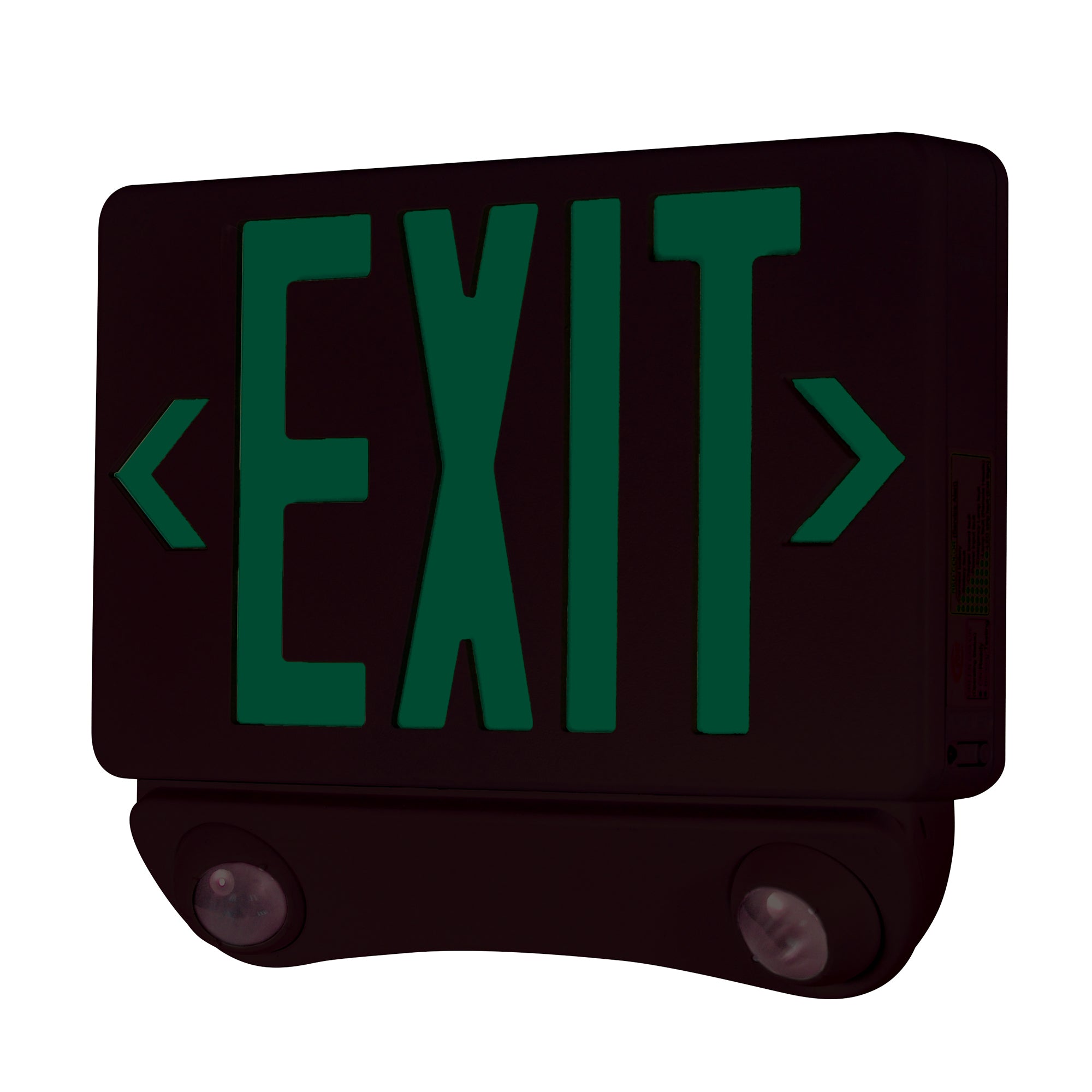 Nora Lighting NEX-730-LED/GB - Recessed - LED Exit and Emergency Combination with Adjustable Heads, Green Letters / Black Housing