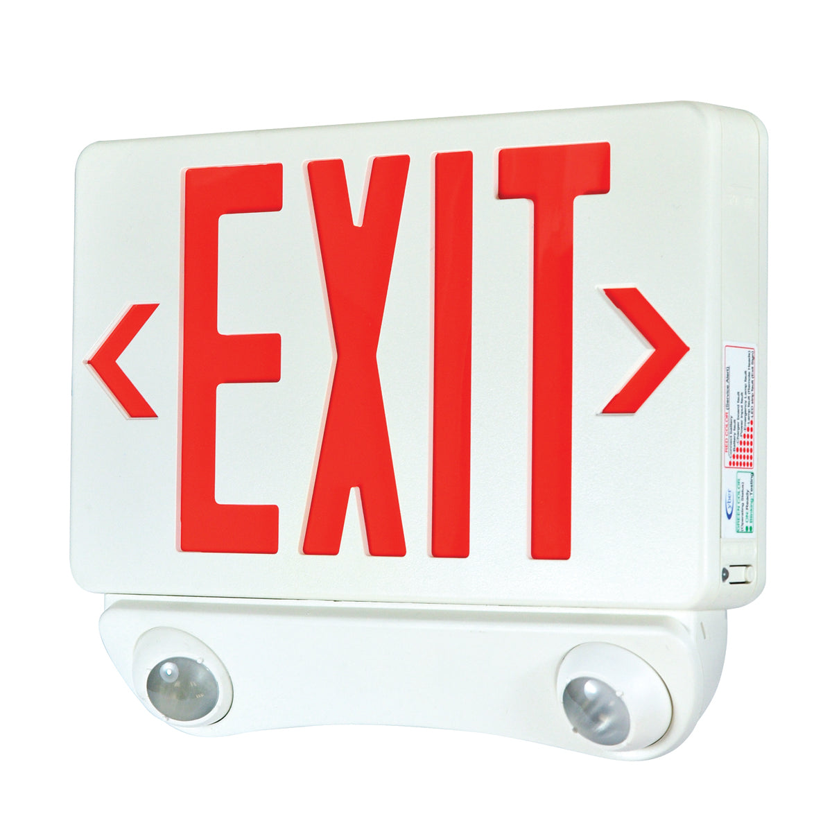 Nora Lighting NEX-730-LED/R - Recessed - LED Exit and Emergency Combination with Adjustable Heads, Red Letters / White Housing