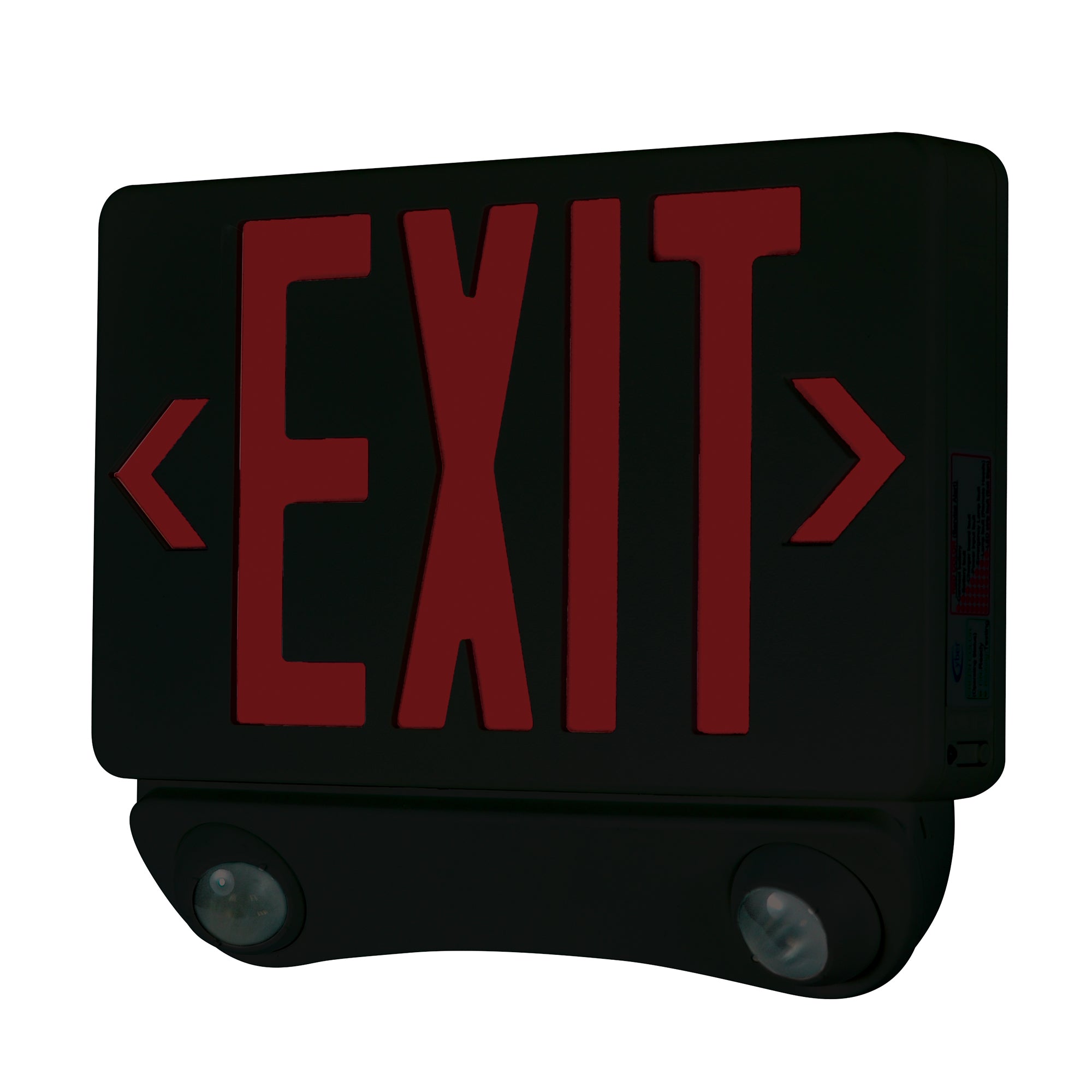 Nora Lighting NEX-730-LED/RB - Recessed - LED Exit and Emergency Combination with Adjustable Heads, Red Letters / Black Housing