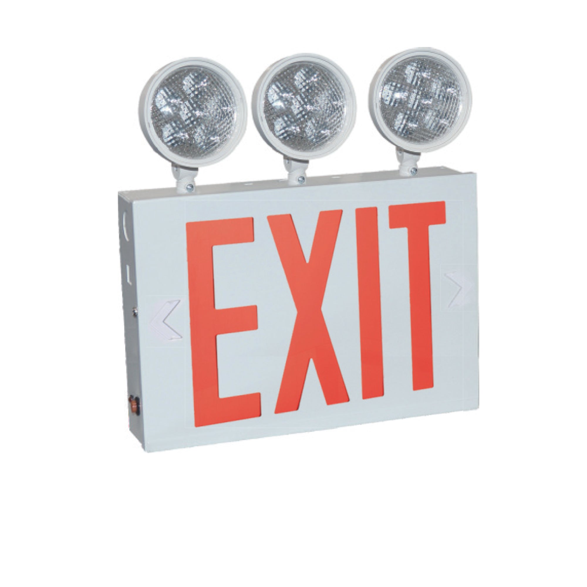 Nora Lighting NEX-751-LED/R3 - Recessed - NYC Approved Steel LED Exit with Three 9W Adjustable Heads, Battery Backup, Red