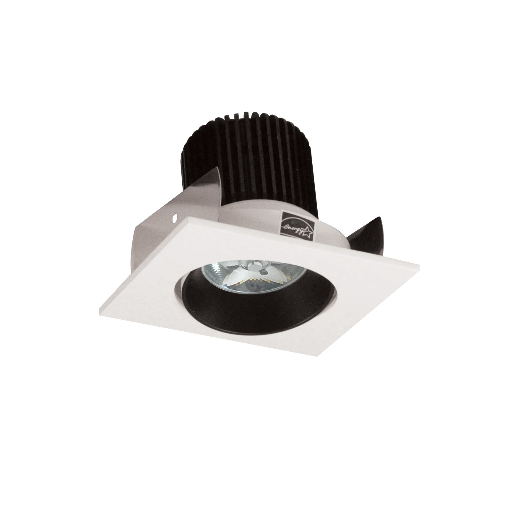 Nora Lighting NIOB-2SC27QBW - Recessed - 2 Inch Iolite LED Square Adjustable Cone Reflector, 10-Degree Optic, 800lm / 12W, 2700K, Black Reflector / White Flange