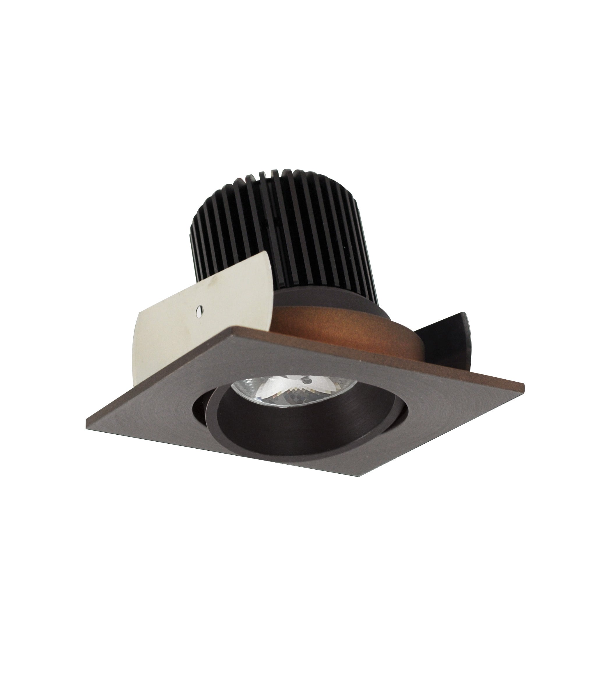 Nora Lighting NIOB-2SC27QBZ - Recessed - 2 Inch Iolite LED Square Adjustable Cone Reflector, 10-Degree Optic, 800lm / 12W, 2700K, Bronze Reflector / Bronze Flange