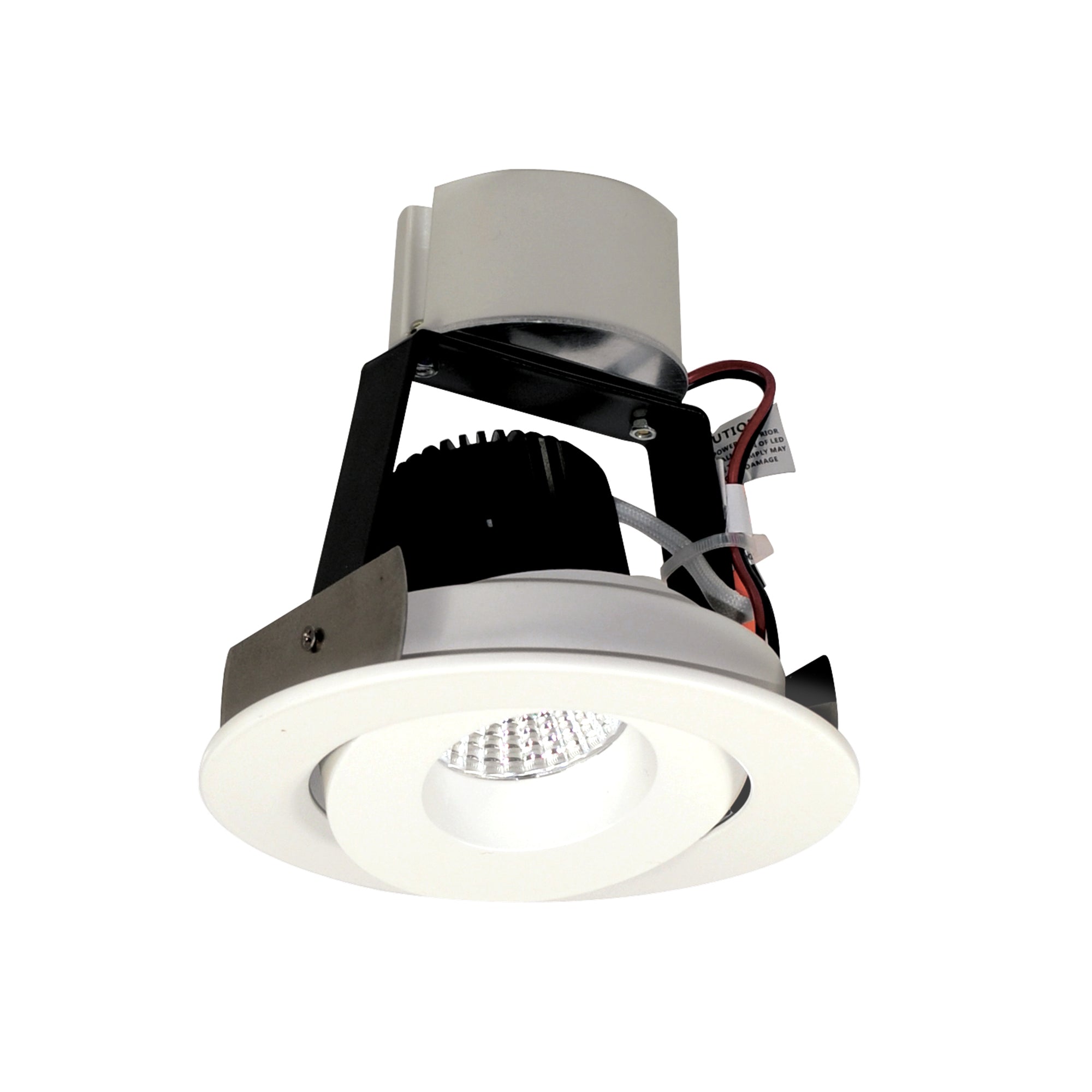 Nora Lighting NIR-4RG50XMPW/10 - Recessed - 4 Inch Iolite LED Round Adjustable Gimbal Retrofit, 1000lm / 12W, 5000K, Matte Powder White Finish