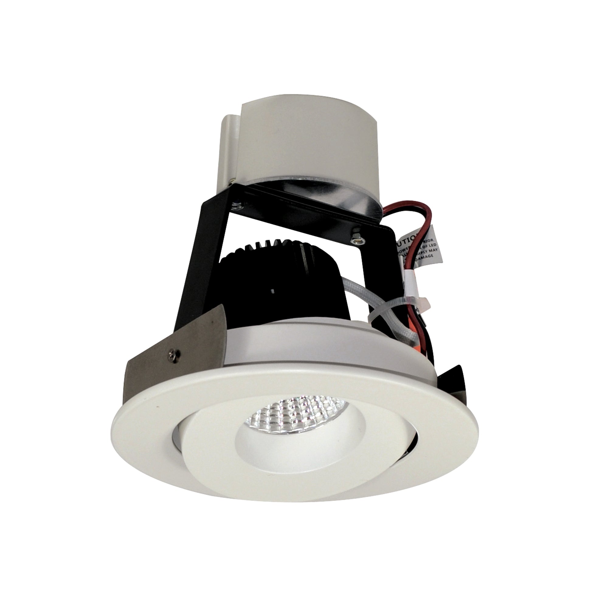 Nora Lighting NIR-4RG35XWW/10 - Recessed - 4 Inch Iolite LED Round Adjustable Gimbal Retrofit, 1000lm / 12W, 3500K, White Finish