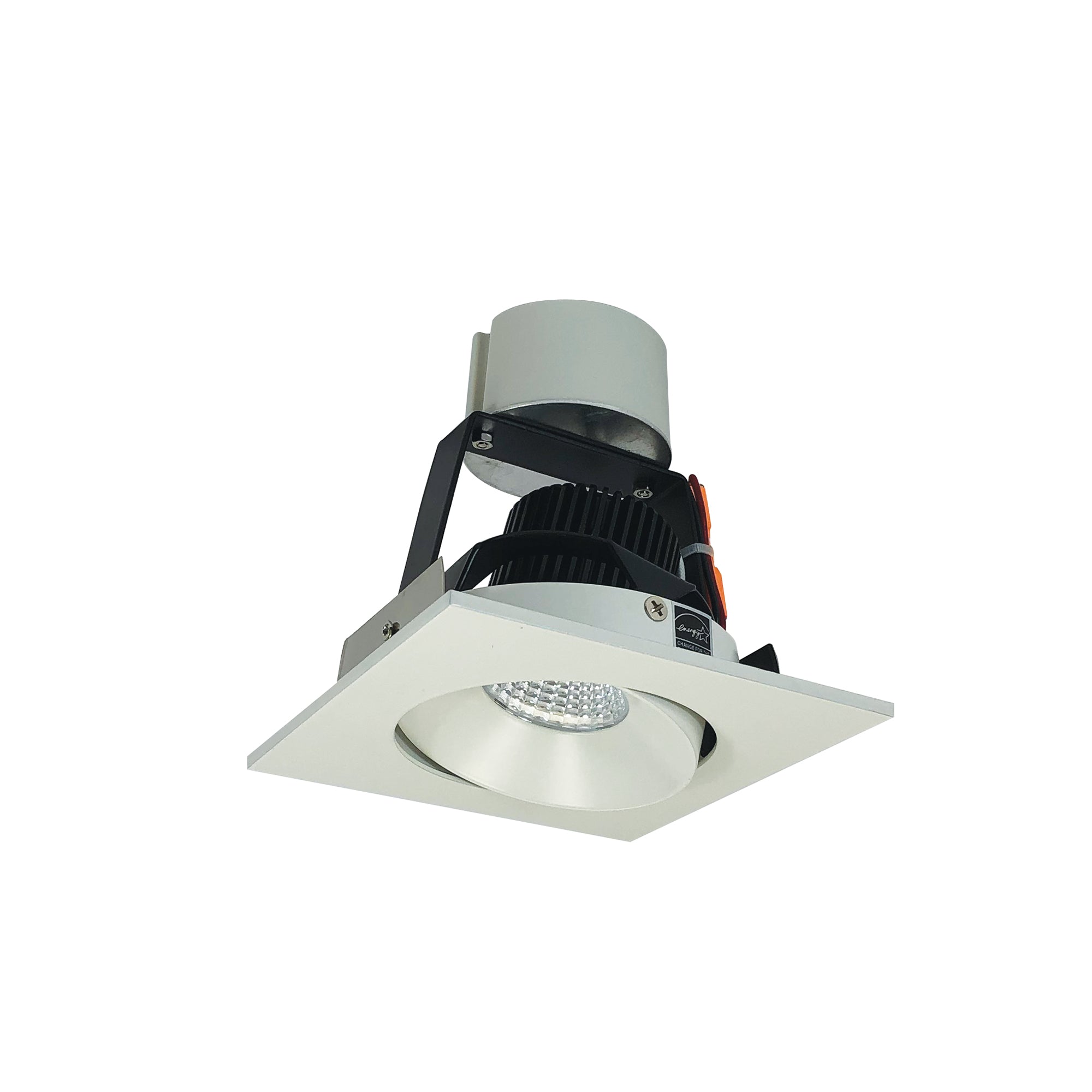 Nora Lighting NIR-4SCCDXWW - Recessed - 4 Inch Iolite LED Square Adjustable Cone Retrofit, 800lm / 12W, Comfort Dim,White Reflector / White Flange