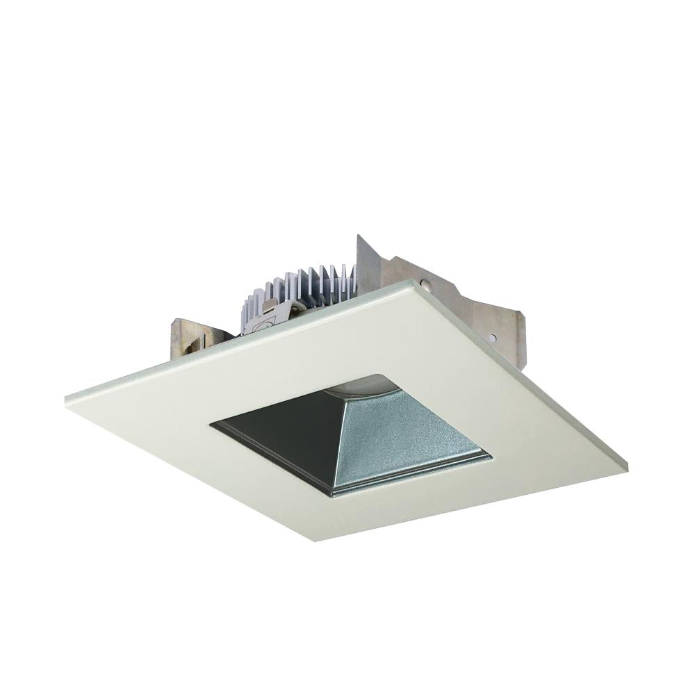 Nora Lighting NLCBS-4568527PW 4 Cobalt Shallow High Lumen LED Trim, SquareSquare Regress, 850lm, 2700K, PewterWhite