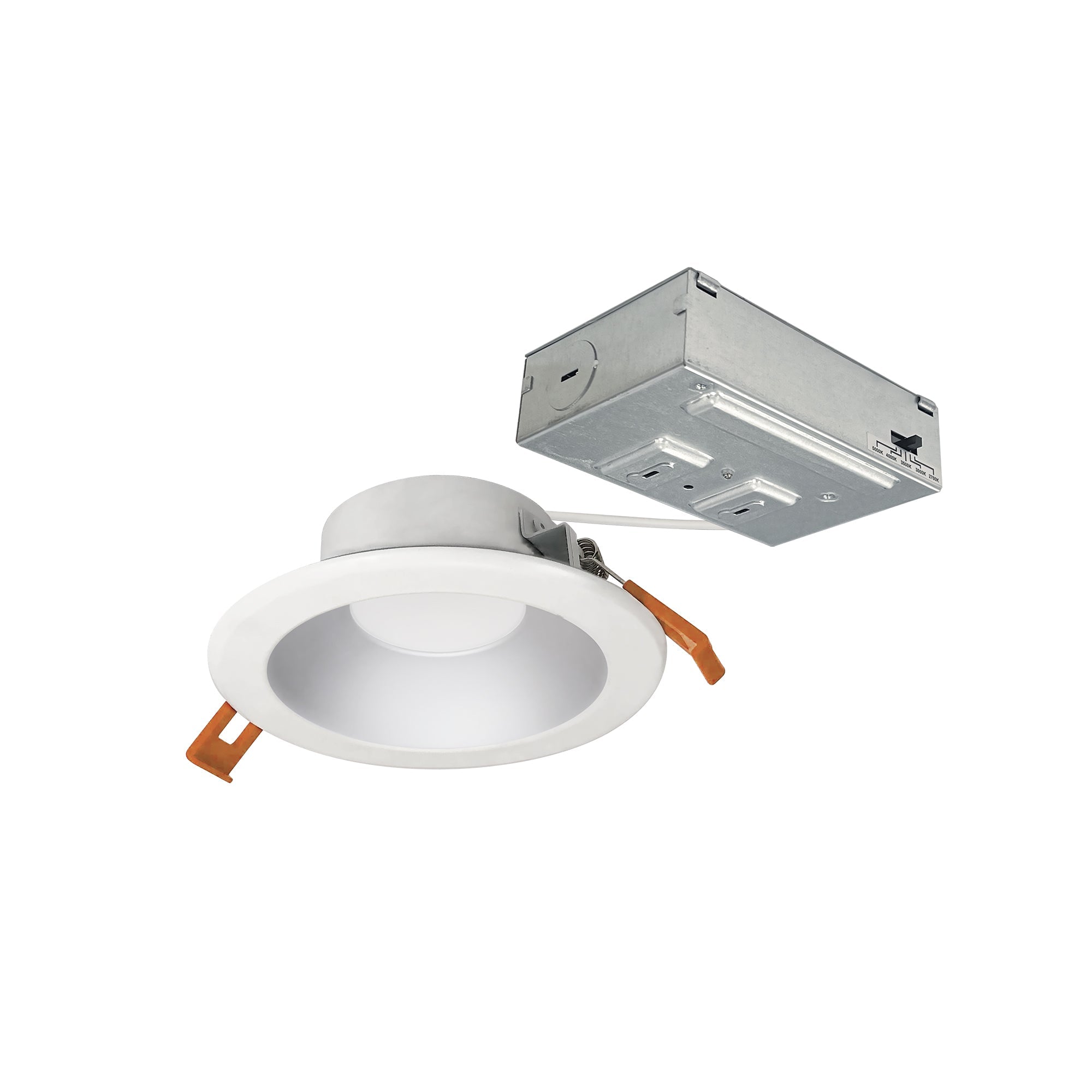 Nora Lighting NLTH-41TW-HZMPW - Recessed - 4 Inch Theia LED Can-less Downlight with Selectable CCT, 120V input; 950lm / 10W, Haze Reflector / Matte Powder White Flange