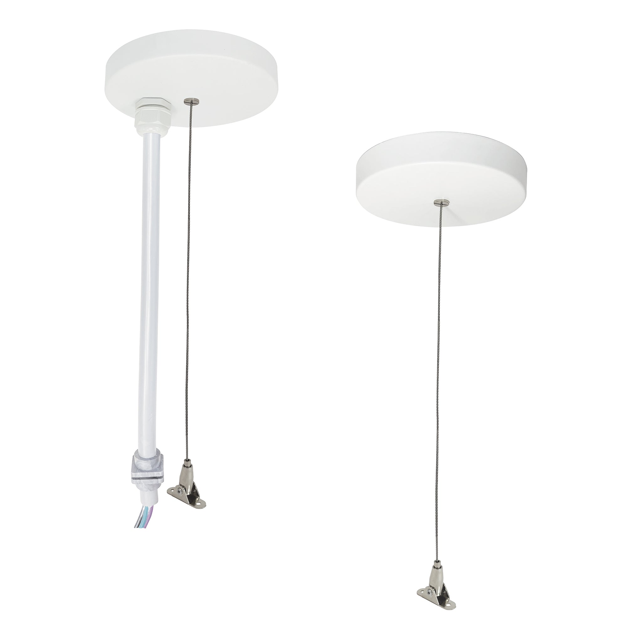 Nora Lighting NLUD-PCCW/6W-20 - Linear - 20' Pendant Power & Aircraft Mounting Kit for NLUD Series, White Finish, wired for EM
