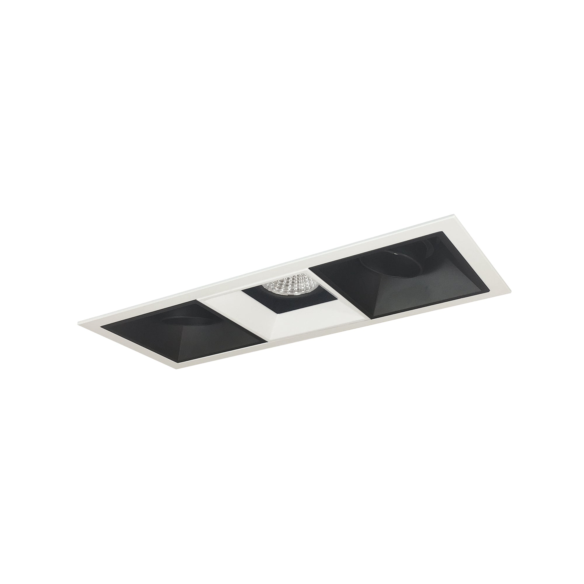 Nora Lighting NMIOT-13-MPW-AAF-50X-10-BMPW - Recessed - Iolite MLS 3-Head Trim Kit, MPW Flange, 5000K, 1000lm, Black/MPW Adj. Snoot/Fixed Downlt. Trims