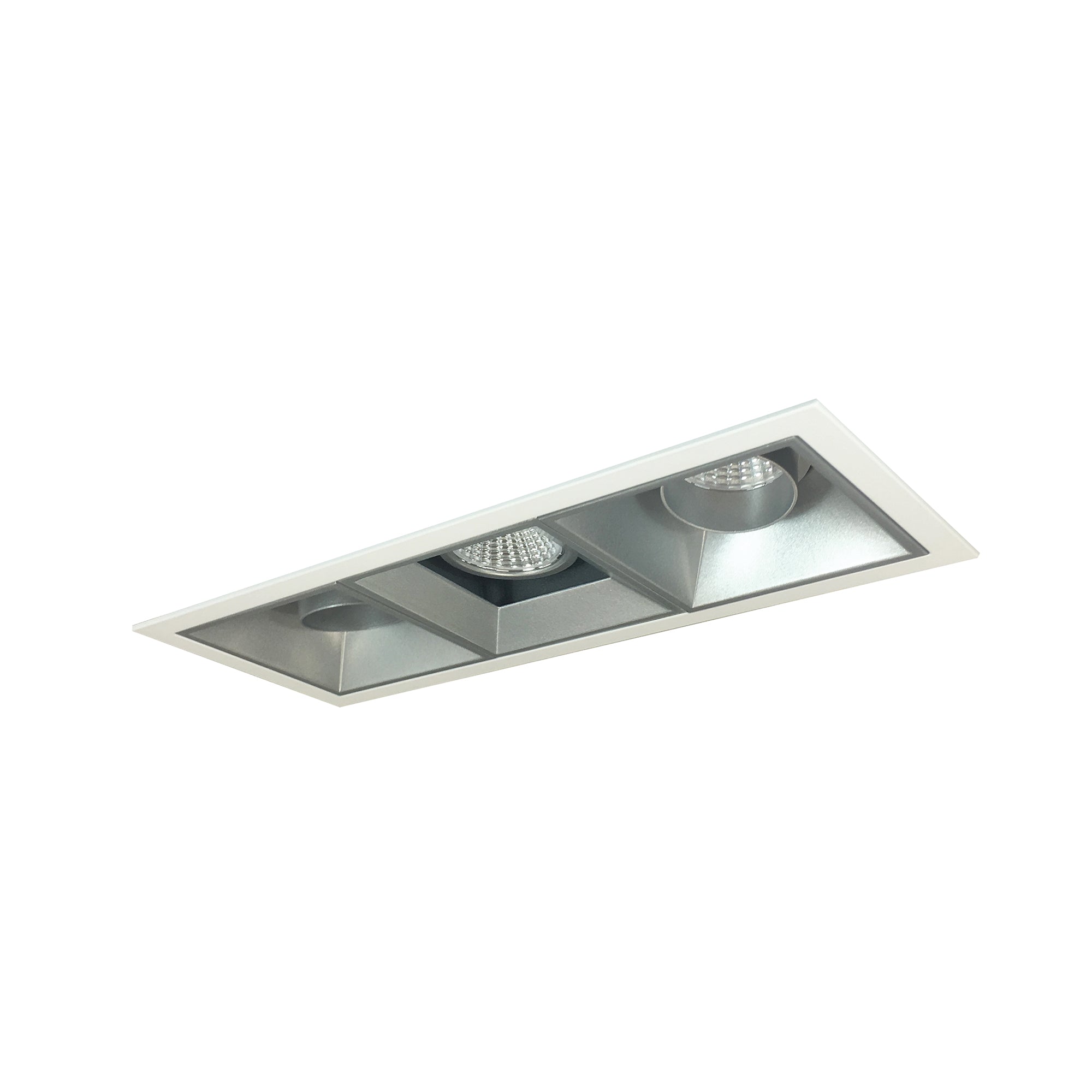 Nora Lighting NMIOT-13-MPW-AAF-30X-10-HZ - Recessed - Iolite MLS 3-Head Trim Kit, MPW Flange, 3000K, 1000lm, Haze Adj. Snoot/Fixed Downlt. Trims