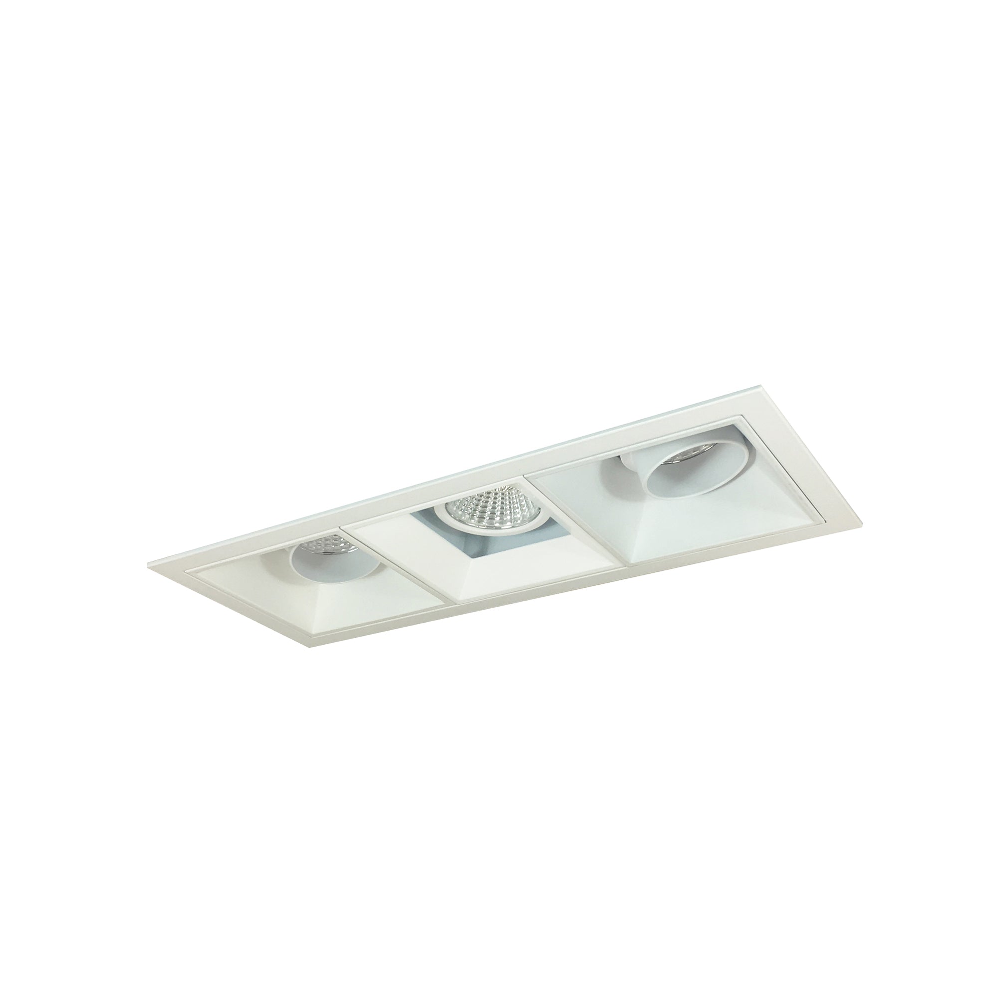 Nora Lighting NMIOT-13-MPW-AAF-30X-10-MPW - Recessed - Iolite MLS 3-Head Trim Kit, MPW Flange, 3000K, 1000lm, MPW Adj. Snoot/Fixed Downlt. Trims
