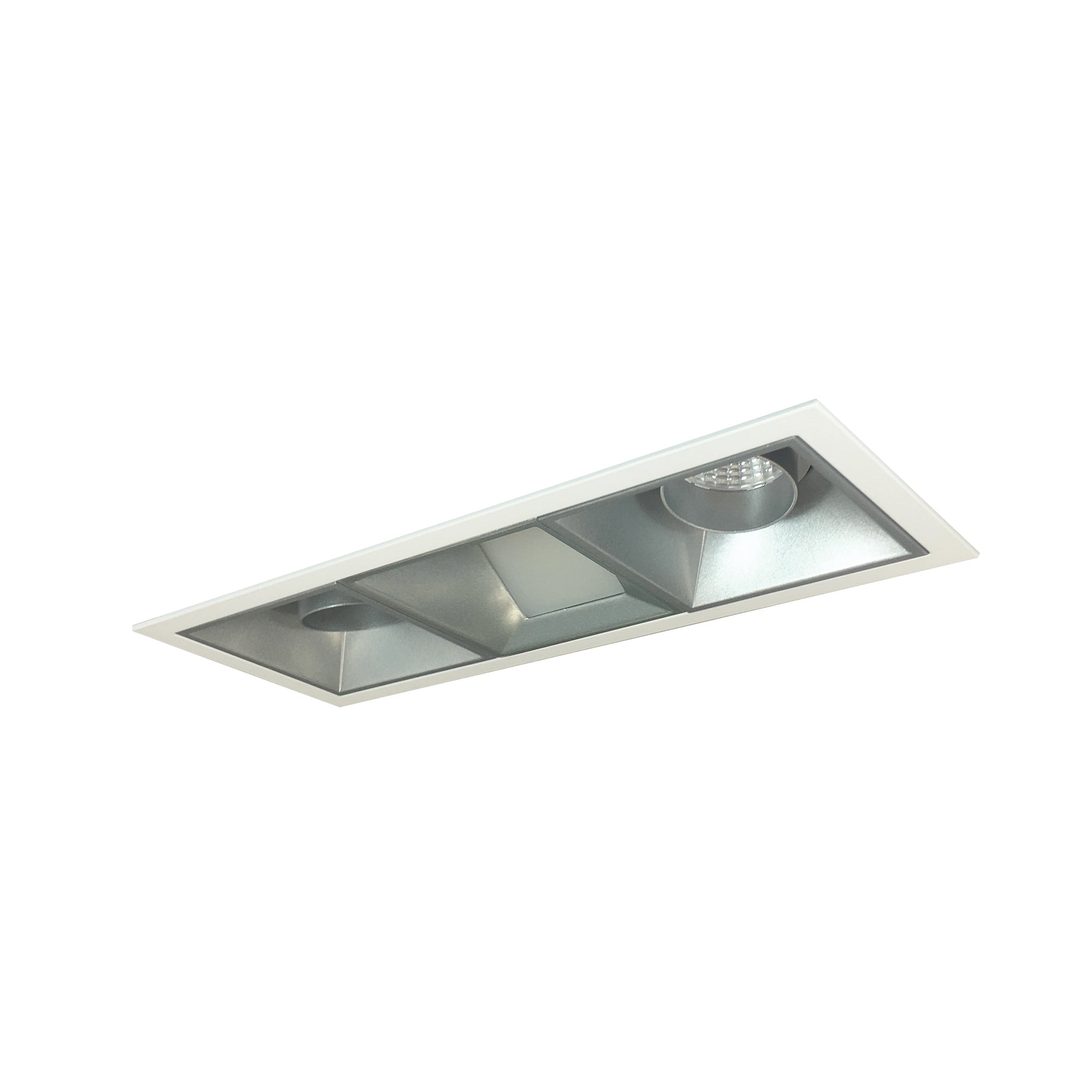 Nora Lighting NMIOT-13-MPW-AAW-30X-10-HZ - Recessed - Iolite MLS 3-Head Trim Kit, MPW Flange, 3000K, 1000lm, Haze Adj. Snoot/Wall Wash Trims