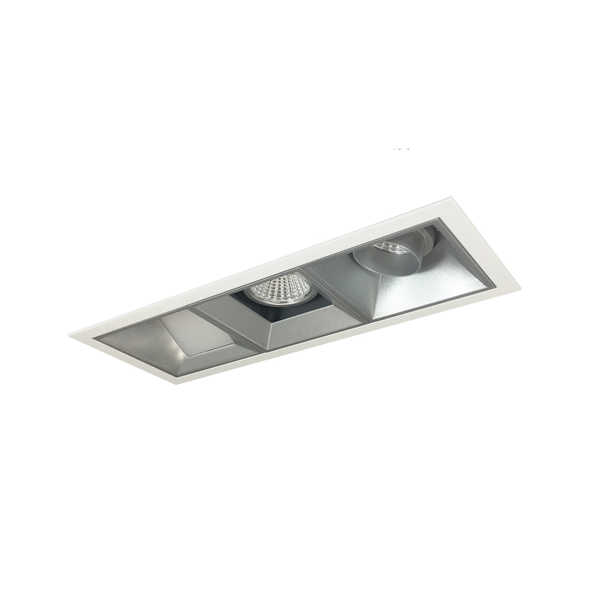 Nora Lighting NMIOT-13-MPW-AFW-30X-10-HZ - Recessed - Iolite MLS 3-Head Trim Kit, MPW Flange, 3000K, 1000lm, Haze Adj. Snoot/Fixed Downlt./Wall Wash Trims