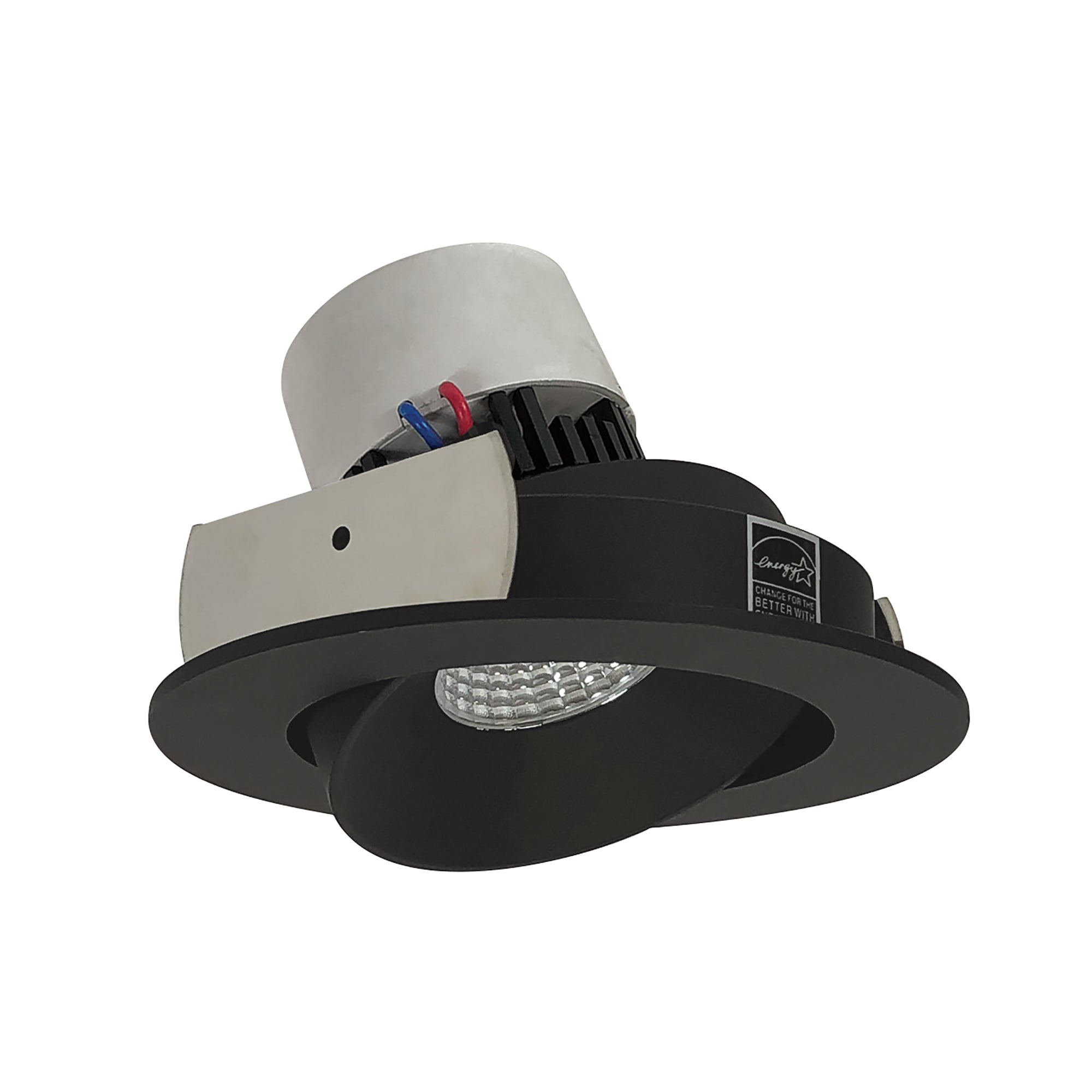 Nora Lighting NPR-4RC40XBB - Recessed - 4 Inch Pearl LED Round Adjustable Cone Retrofit, 1000lm / 12W, 4000K, Black Reflector / Black Flange