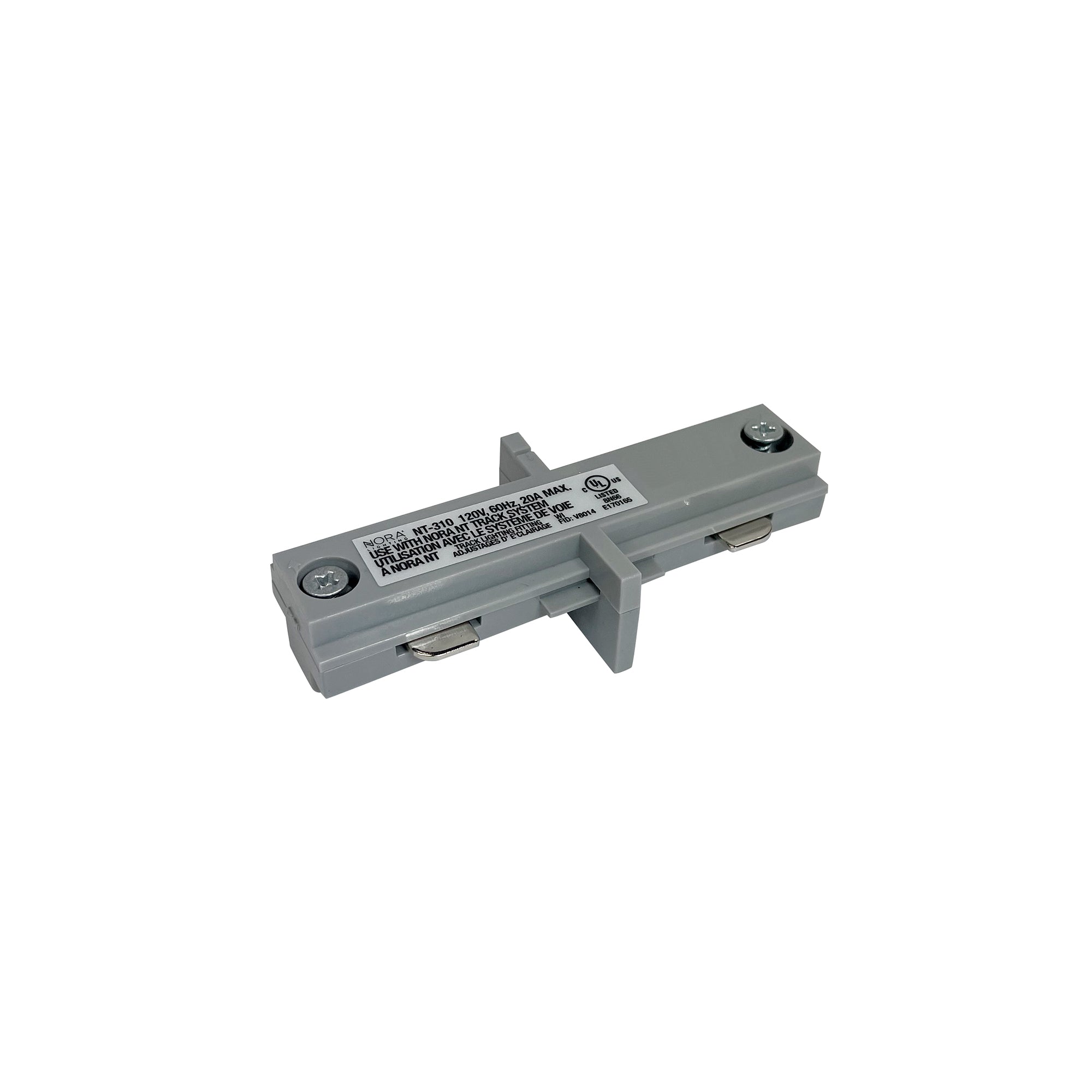 Nora Lighting NT-2310S - Track - Straight Connector, 2 Circuit Track, Silver