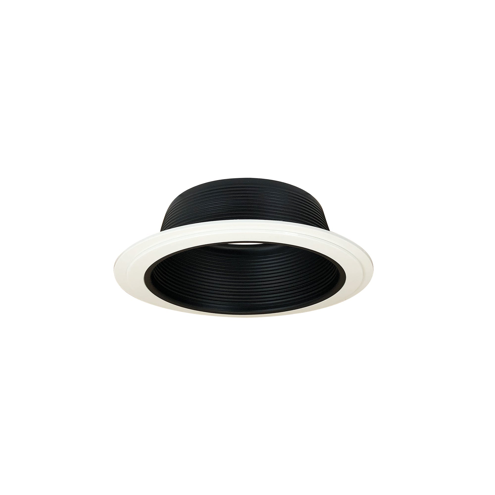 Nora Lighting NTM-40/2R - Recessed - 6 Inch Stepped Baffle w/ Regular & Oversize Plastic Rings, Black/White