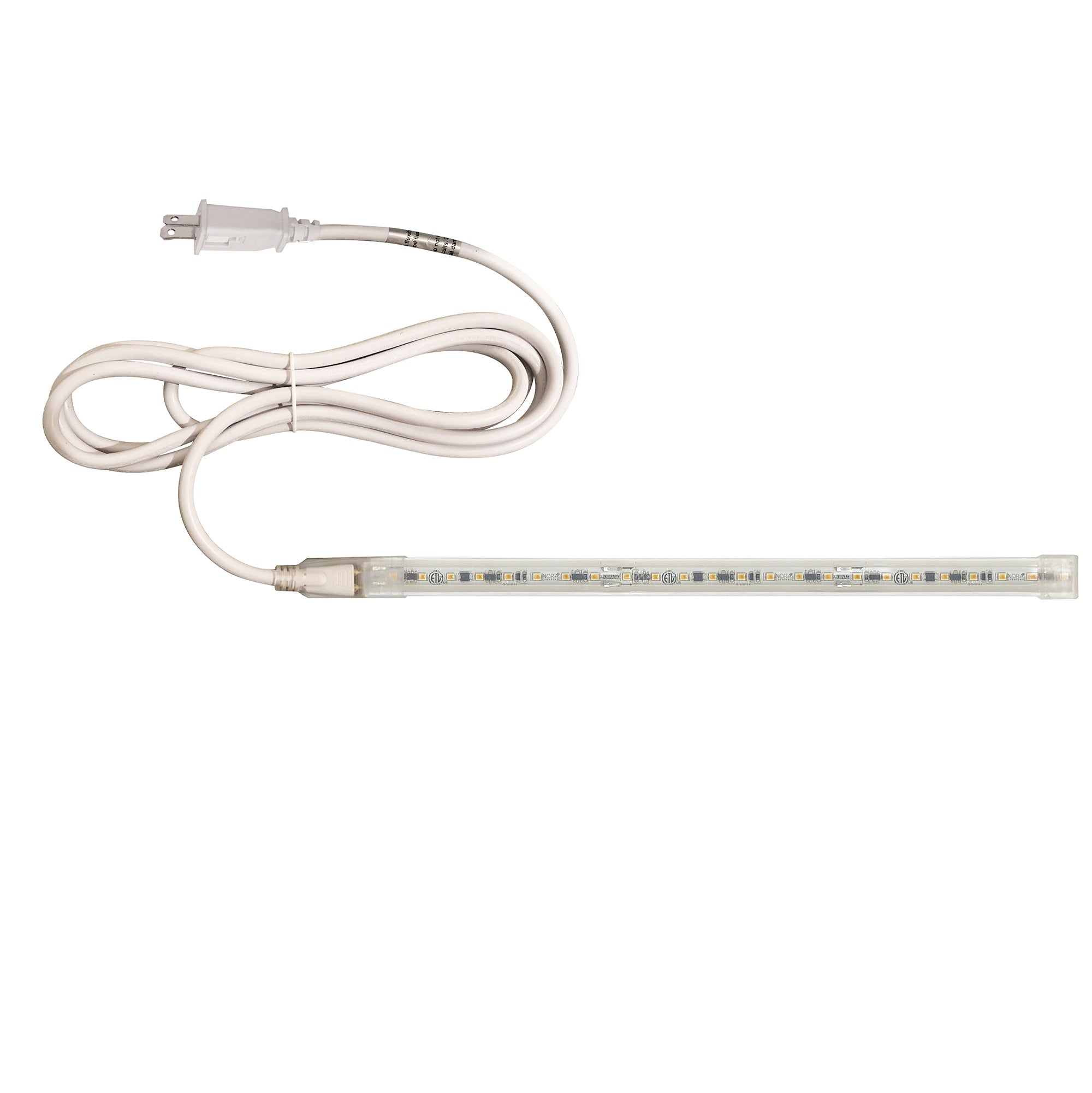 Nora Lighting NUTP13-W35-12-927/CP - Accent / Undercabinet - Custom Cut 35-ft 120V Continuous LED Tape Light, 330lm / 3.6W per foot, 2700K, w/ Mounting Clips and 8' Cord & Plug