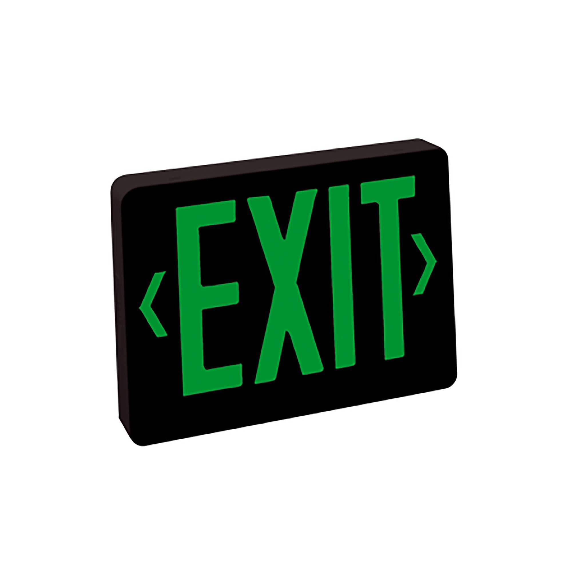 Nora Lighting NX-503-LED/BG - Exit / Emergency - Thermoplastic LED Exit Sign, Battery Backup, Green Letters / Black Housing, AC