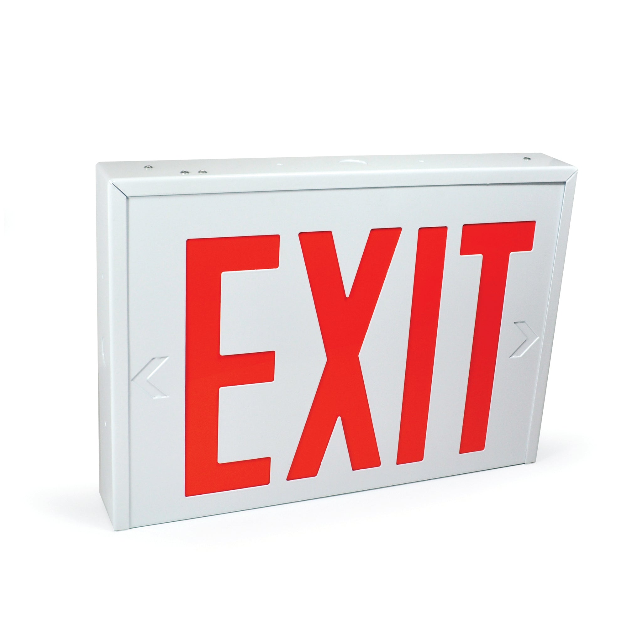 Nora Lighting NX-550-LEDU/R - Exit / Emergency - Steel Body NYC Approved Exit Signs, 8 Inch Red Letters / White Housing, Battery Backup, 1F/2F