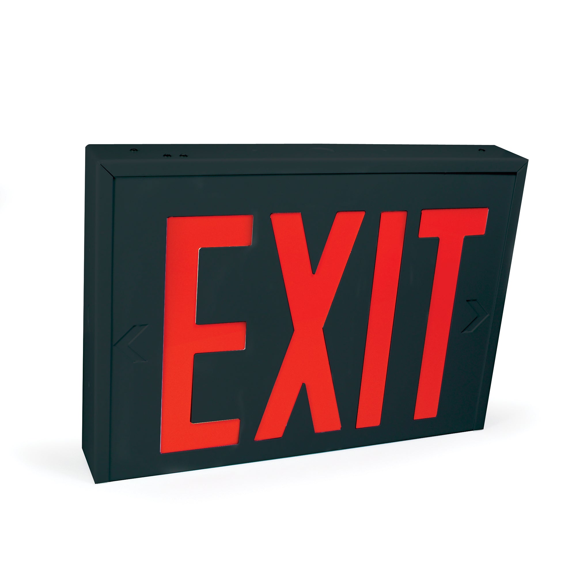 Nora Lighting NX-550-LEDU/RB - Exit / Emergency - Steel Body NYC Approved Exit Signs, 8 Inch Red Letters / Black Housing, Battery Backup, 1F/2F