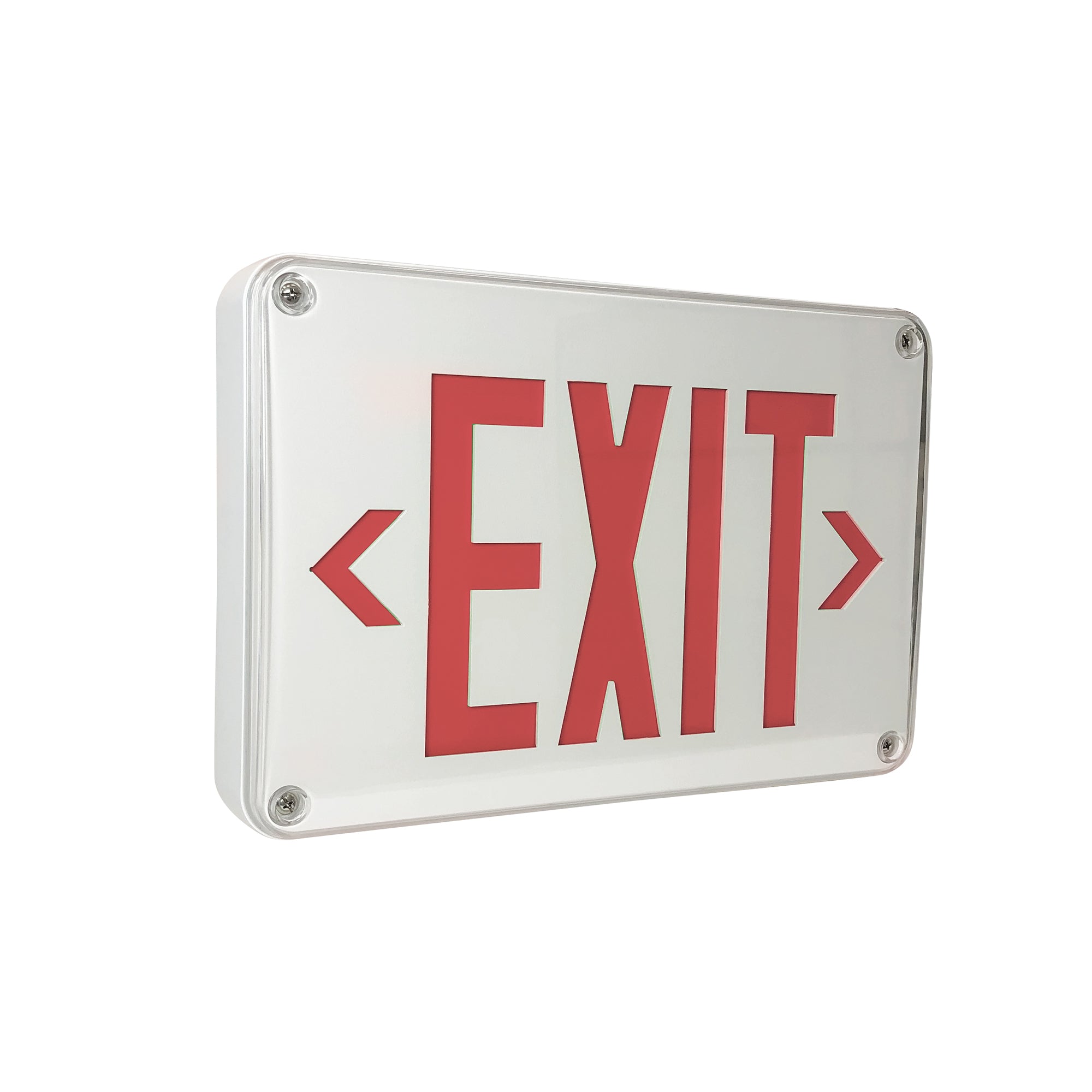 Nora Lighting NX-617-LED/R - Exit / Emergency - LED Self-Diagnostic Wet Location Exit Sign w/ Battery Backup, White Housing w/ 6 Inch Red Letters