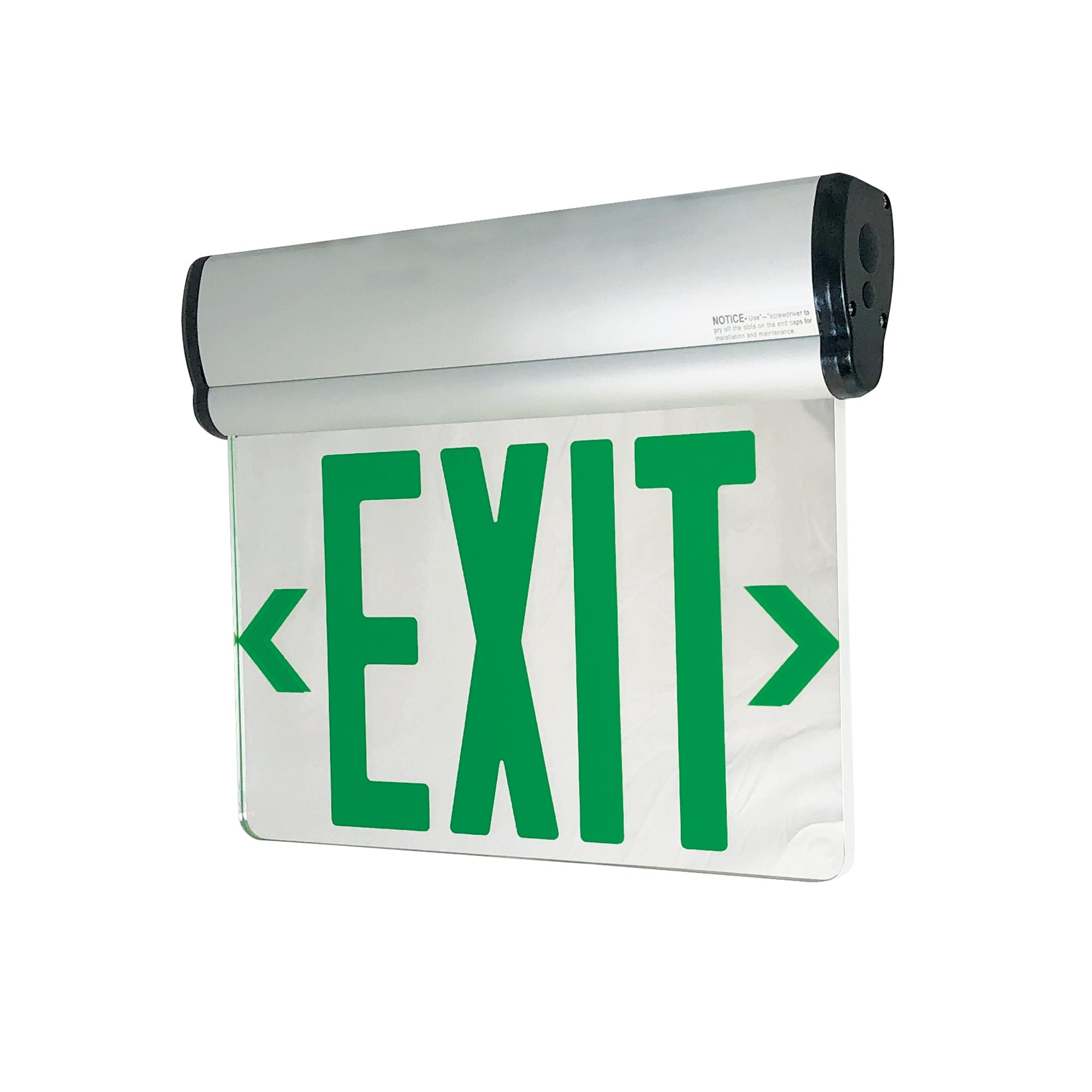 Nora Lighting NX-810-LEDG2MA - Exit / Emergency - Surface Adjustable LED Edge-Lit Exit Sign, AC Only, 6 Inch Green Letters, Double Face / Mirrored Acrylic, Aluminum Housing