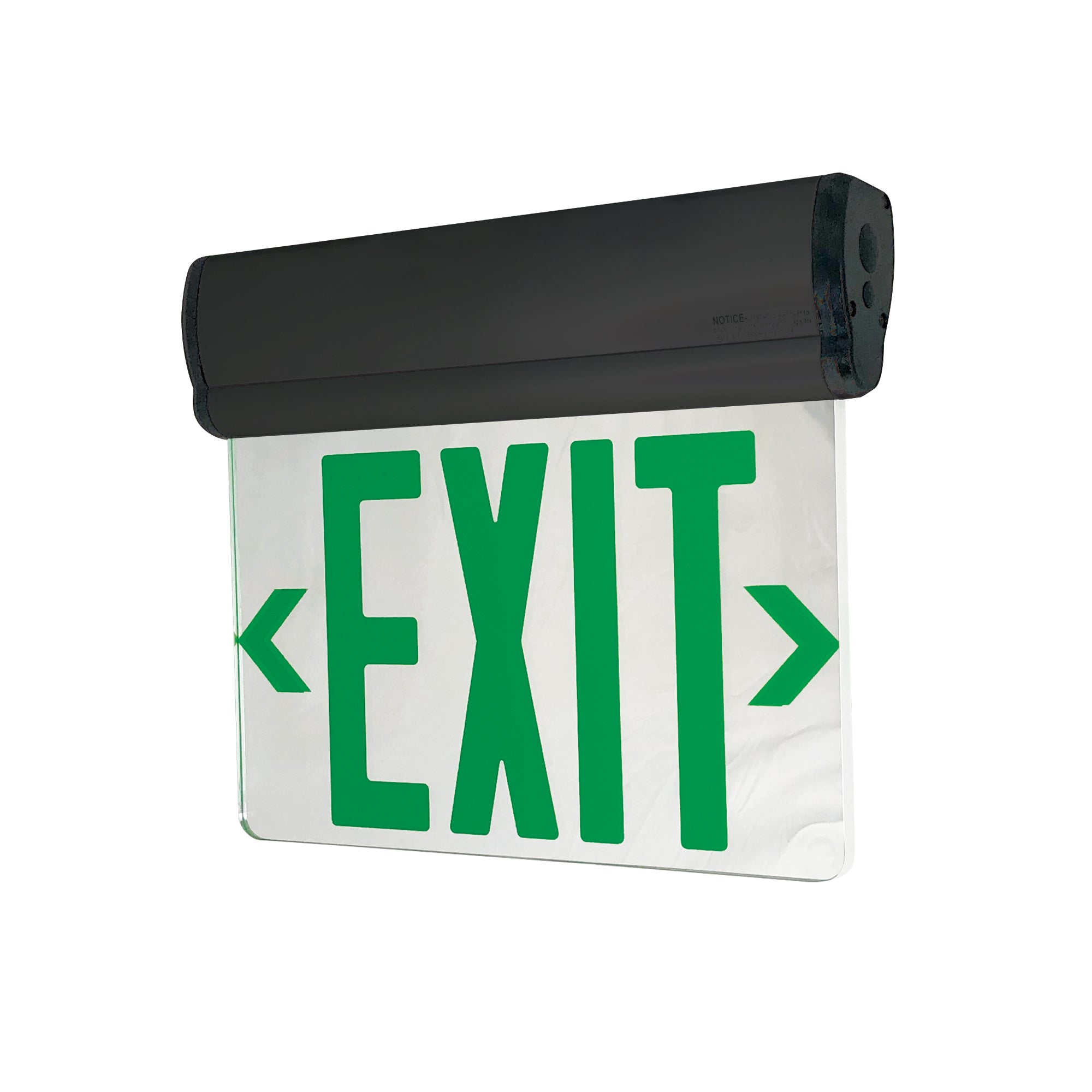 Nora Lighting NX-810-LEDG2MB - Exit / Emergency - Surface Adjustable LED Edge-Lit Exit Sign, AC Only, 6 Inch Green Letters, Double Face / Mirrored Acrylic, Black Housing