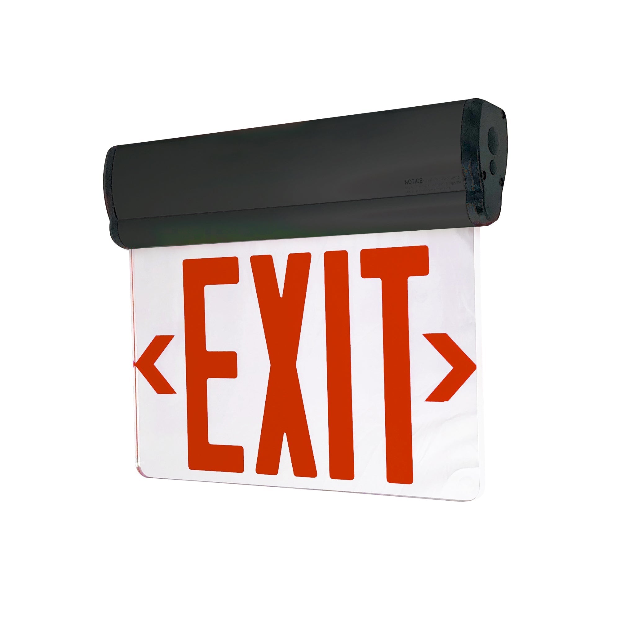 Nora Lighting NX-810-LEDR2MB - Exit / Emergency - Surface Adjustable LED Edge-Lit Exit Sign, AC Only, 6 Inch Red Letters, Double Face / Mirrored Acrylic, Black Housing