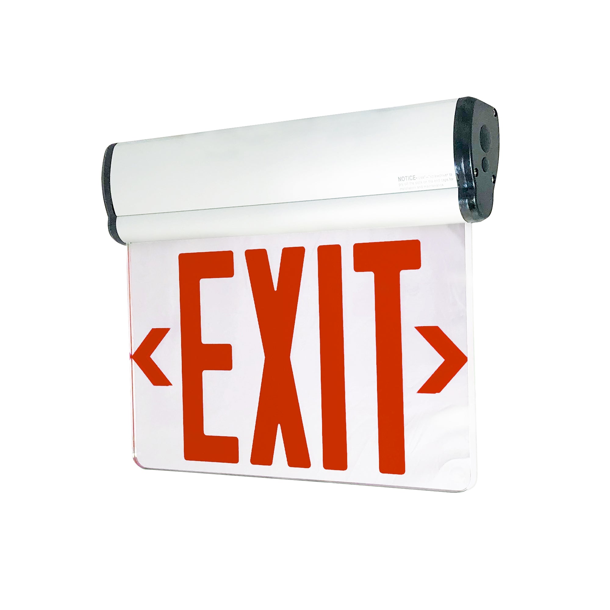 Nora Lighting NX-811-LEDRMW - Exit / Emergency - Surface Adjustable LED Edge-Lit Exit Sign, 2 Circuit, 6 Inch Red Letters, Single Face / Mirrored Acrylic, White Housing