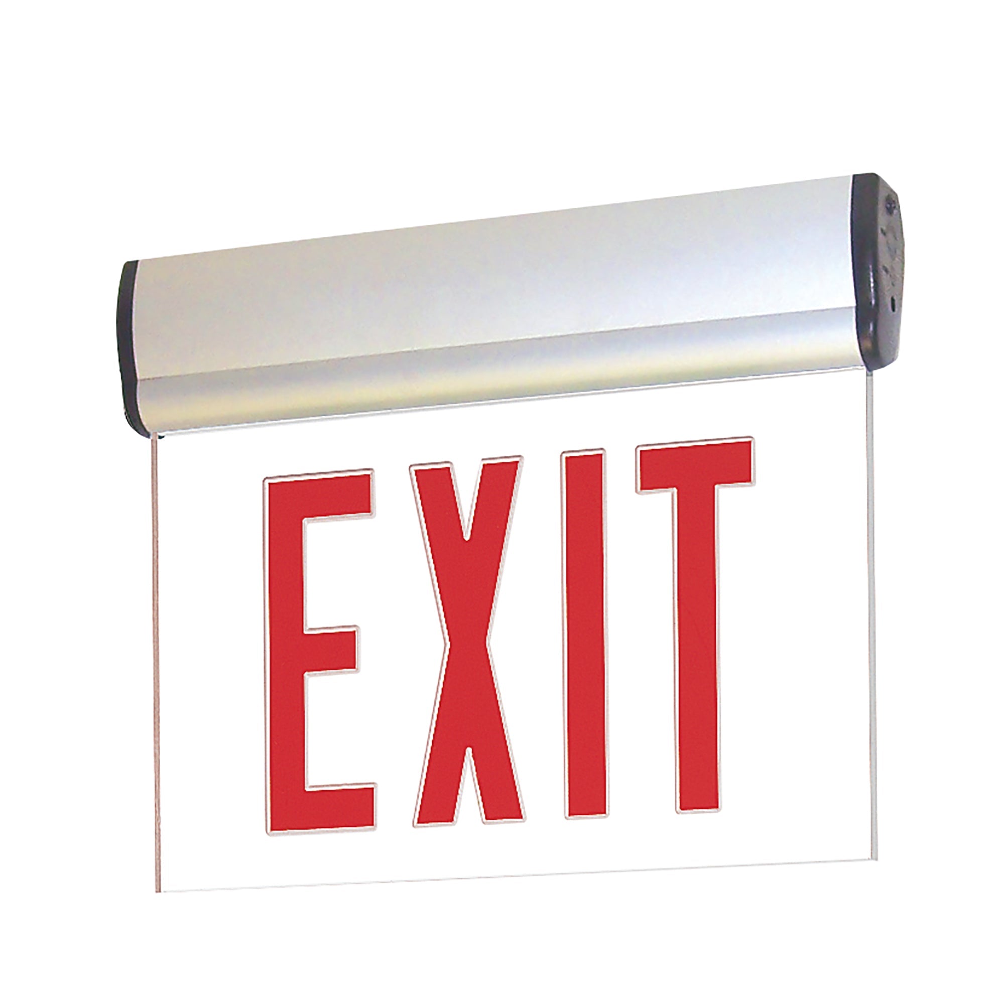 Nora Lighting NX-810-LEDRCA - Exit / Emergency - Surface Adjustable LED Edge-Lit Exit Sign, AC only, 6 Inch Red Letters, Single Face / Clear Acrylic, Aluminum Housing