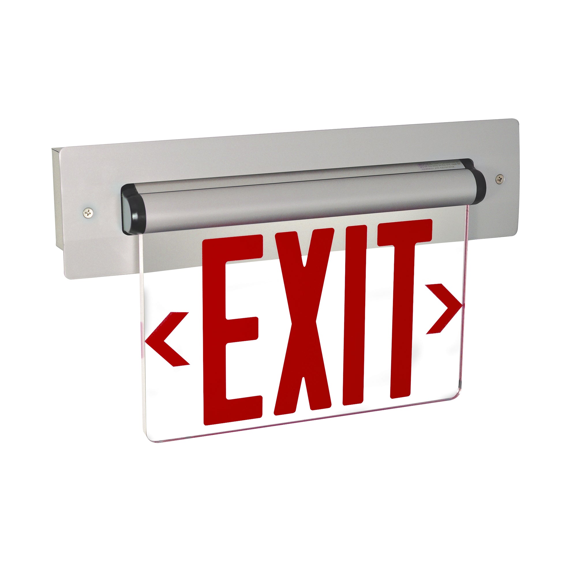 Nora Lighting NX-813-LEDRCA - Exit / Emergency - Recessed Adjustable LED Edge-Lit Exit Sign, AC Only, 6 Inch Red Letters, Single Face / Clear Acrylic, Aluminum Housing